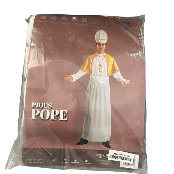 Pious Pop Halloween Costume White Gold Hat Cross Cosplay Holiday Adult XL - Picture 2 of 5